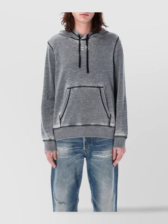 Diesel hooded sweater with kangaroo pocket and ribbed finish