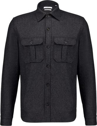 Boglioli Heren, Overhemden, Grijs, Maat: M Wol