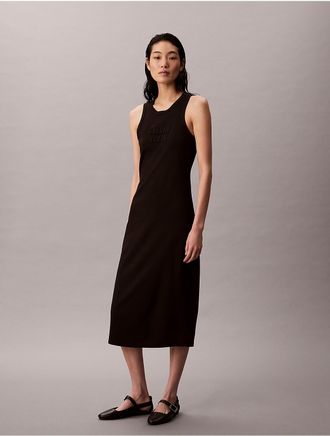 Calvin Klein Jeans Calvin Klein Womens Calvin Klein Logo Midi Tank Dress - Black - XS
