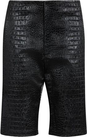Kim Shui Bella Croc Embossed Faux Leather Bermuda Shorts in Black at Nordstrom, Size Large