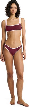 Onia Claire Tricot Bikini Top in Dark Cherry/egret at Nordstrom, Size X-Small