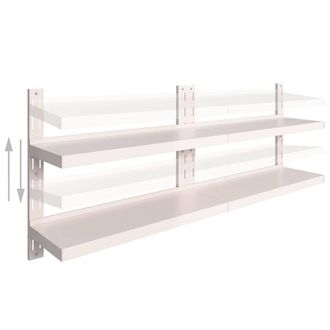 Berkfield Home Durable 2-Tier Floating Wall Shelves 2 pcs Stainless Steel 200x30 cm in Grey