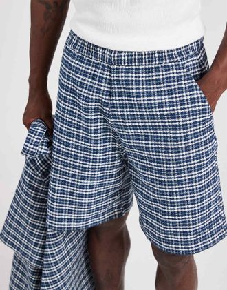 Carhartt Work in Progress Kander - Pantaloncini blu a quadri in coordinato