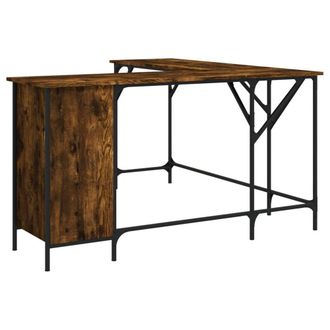 Berkfield Home Desk Smoked Oak 141x141x75 cm Engineered Wood in Brown | Size: 141 x 141 x 75 cm