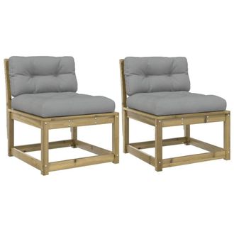 Berkfield Home Garden Sofas with Cushions 2pcs Impregnated Wood Pine in Brown