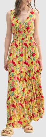 Lush Smocked Maxi Dress in Celery Red at Nordstrom Rack, Size Medium