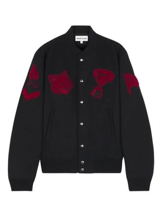 Maison Kitsuné appliqué button jacket - men - Wool/Polyester/Fabric - L - Black