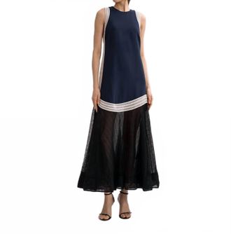 SIMKHAI Sleeveless Mesh Contrast Dress In Midnight Multi