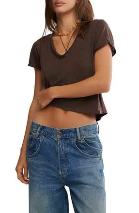 Free People Take Two T-Shirt in Double Espresso Comb at Nordstrom Rack, Size Large