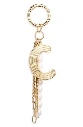 Chelsea28 Initial Faux Pearl Bag Charm in C- White- Gold at Nordstrom