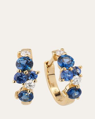 Sydney Evan 14k Gold Tri-Stone Cocktail Huggies