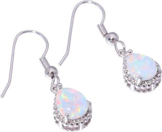 Generic Teardrop Earrings Created White Fire Opal Jewelry Gemstone Dangle Earrings for Women Dexterous and Professional