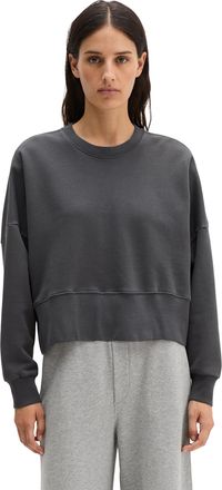 Marc O'Polo Sweatshirt MARC OPOLO, Damen, Gr. XL, stormy sky, Sweatware, Obermaterial: 100% Baumwolle, relaxed fit kurz, Rundhals, B&uuml;ndchen, Sweatshirts Sweatshir