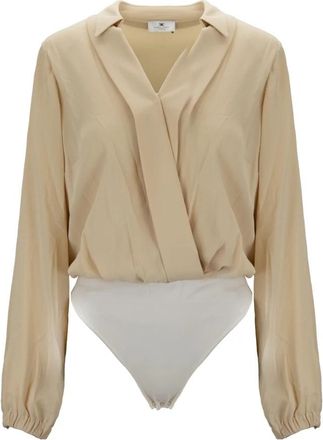 Elisabetta Franchi Body met Knopen en Rits - Dames - Bodies - Beige - XL - Tops
