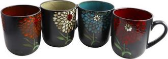 Gibson Home Gardenia Cafe 16 oz. Assorted Mug Set, Set of 4 in Black And Multi at Nordstrom