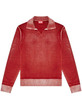 Diesel Fijngeribbelde trui met vervaagd effect - Rood