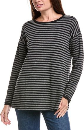 Eileen Fisher Eileen Fisher Petite Striped Cozy Brushed Terry Hug Long Box Top