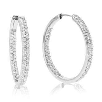 Vir Jewels 1 cttw Lab Grown Diamond Hoops Earrings in Sterling Silver With Hidden Post For Women
