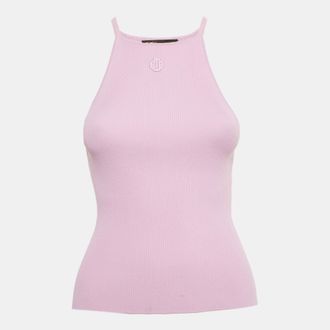 Maje Parma Violet Logo Embroidered Rib Knit Tank Top
