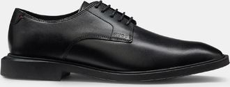 HUGO BOSS Mens Gryff Leather Derby Shoes - Black - Size: 12