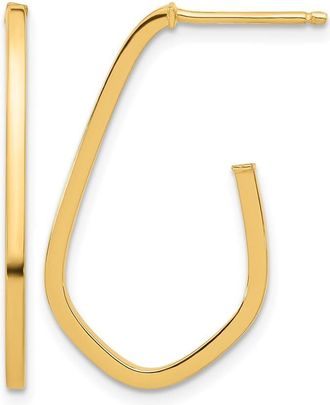 Diamond2Deal 14K Yellow Gold Geometric Shaped J-Hoop Post Earrings