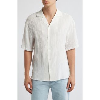 Krost Textured Camp Shirt in White at Nordstrom, Size Xx-Large