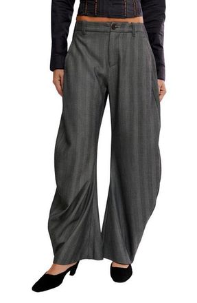 Free People Spotlight Pinstripe Barrel Leg Pants in Grey Combo at Nordstrom, Size 12
