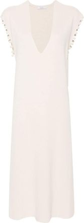 Max Mara crochet-trim cotton midi dress - women - Cotton - S - Neutrals