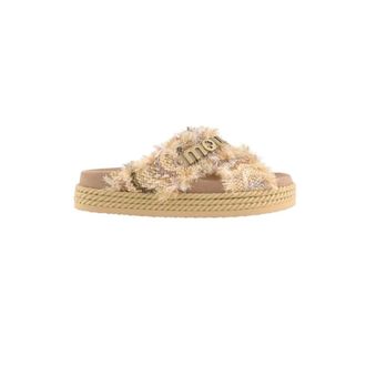 Mou Sliders, female, Brown, Size: 8 US Fringed Crossover-Strap Sandal