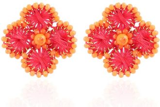 Lott. Gioielli Silk Flower Earrings in Fuchsia/Orange at Nordstrom, Size Small