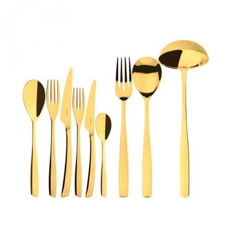Bugatti Riviera Gold, Posate Set 75 Pz, Scatola Gallery, Casa Bugatti - Colore: Oro Lucido