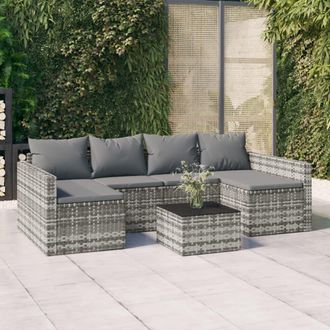 vidaXL Vidaxl - Set De Muebles De Jard&iacute;n 2 Pzas Cojines Rat&aacute;n Sint&eacute;tico Gris