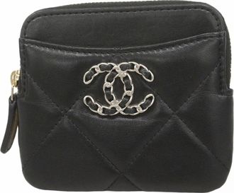 Chanel Black Leather Coin Purse/Coin Case (Pre-Owned)