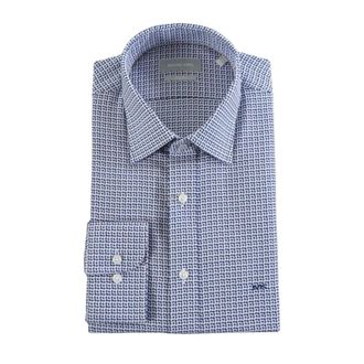 Michael Kors Overhemden, Heren, Blauw, 5Xl, Leer, Slim Fit Shirt met Lange Mouwen