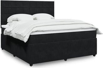 vidaXL Vidaxl - Cama Box Spring Con Colch&oacute;n Terciopelo Negro 180x200 Cm