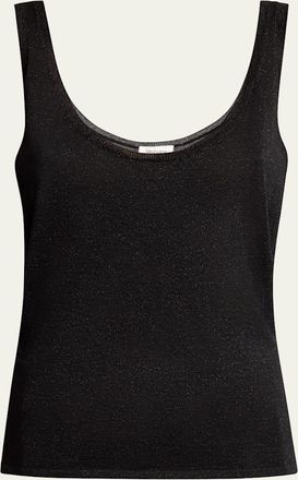 Saint Laurent Metallic Knit Sleeveless Tank Top