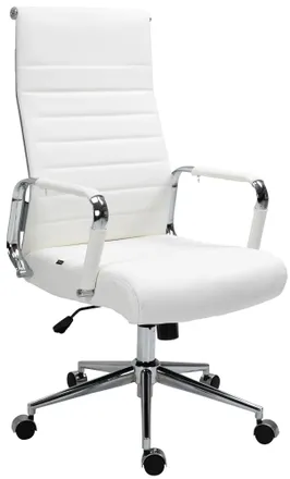 Clp Silla De Oficina Kolumbus De Cuero Aut&eacute;ntico Blanco