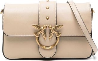 Pinko Love One Mini Crossbody Tas - Dames - Schoudertassen - Beige - ONE Size - Leer - Tassen
