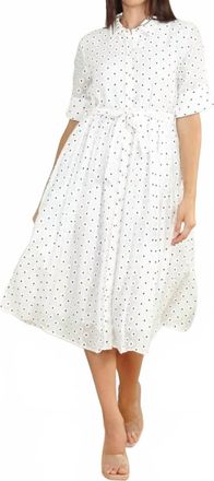 Zero Degrees Celsius Waist Belt Shirt Dress In White/ Navy Combo