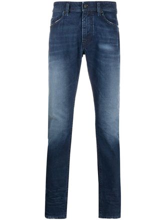 Diesel Thommer low-rise sim-fit jeans - men - Cotton/Lyocell/Leather/Spandex/Elastane - 29/32 - Blue
