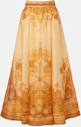 Zimmermann Como printed linen and silk maxi skirt