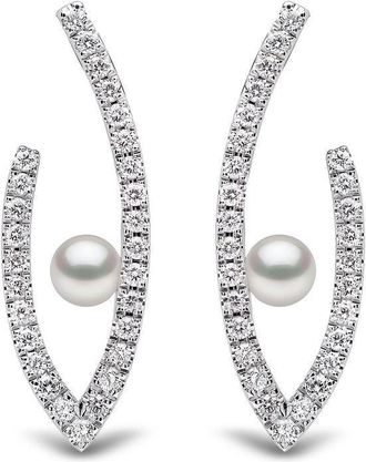 Yoko London 18kt white gold Sleek Akoya pearl and diamond earrings - women - Diamond/18kt White Gold/Akoya Pearl - One Size - Silver