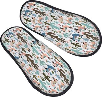 Generic Slippers Tropical Cactus Animal Lama Non-Slip Hotel Slippers Breathable Anti-Slide Slipper For Home Indoor Spa L