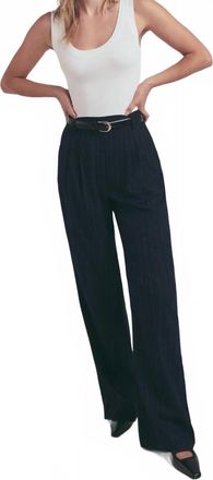 Favorite Daughter The Favorite Pant - Petite In Navy Pinstripe