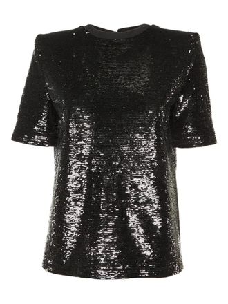 The Attico sequin-embellished top - women - Viscose/Polyethylene/Elastane/Cotton/Polyester - 40 - Black
