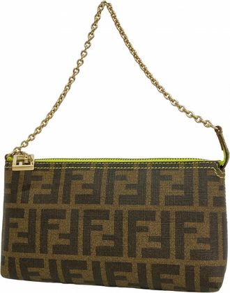 Fendi Brown Green Pvc Pouch (Pre-Owned)