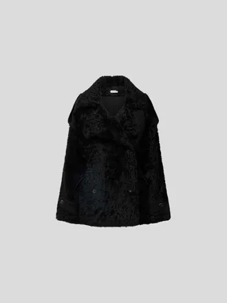The Mannei Mantel aus echtem Schafsfell in Black, Gr&ouml;&szlig;e XS/S