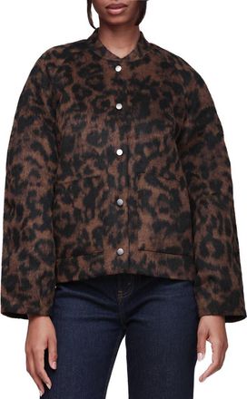 Bagatelle Fuzzy Bomber Jacket in Black Brown Leopard at Nordstrom Rack, Size X-Large