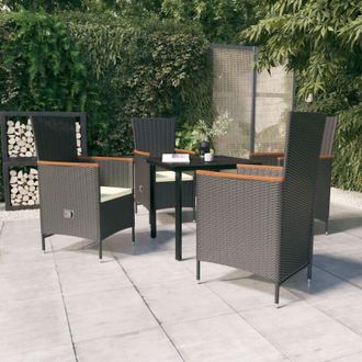 vidaXL Juego De Comedor De Jard&iacute;n 5 Piezas Con Cojines Negro Vidaxl
