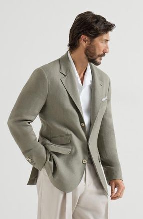 Brunello Cucinelli Hopsack deconstructed blazer in Khaki at Nordstrom, Size 46 It